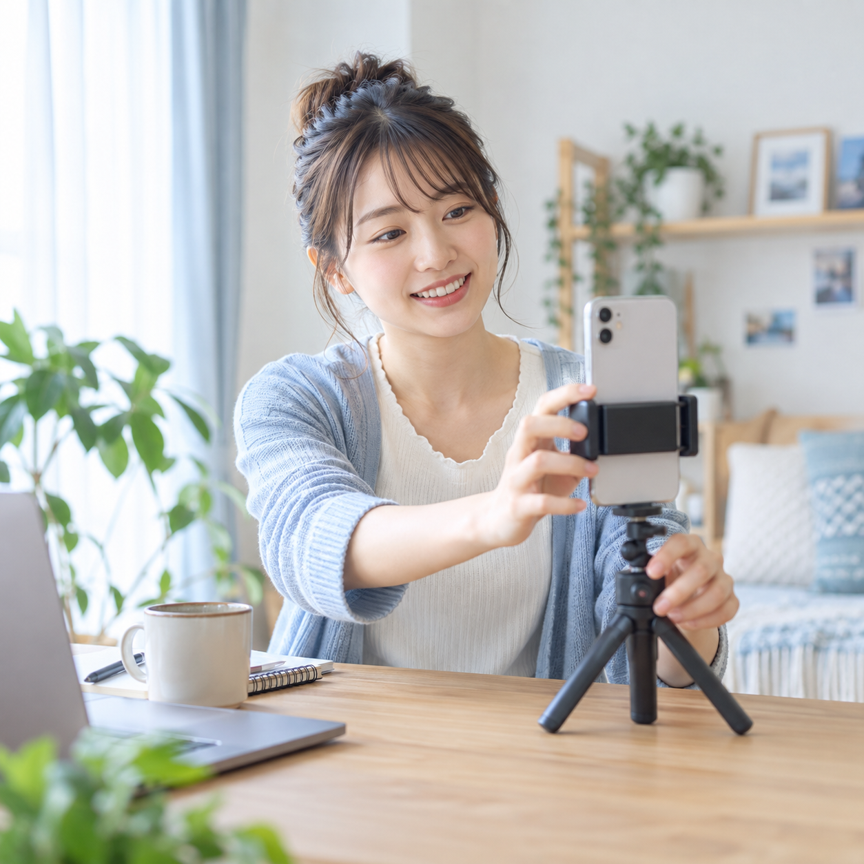 個人がスマートフォンでSNS動画を撮影するイメージ