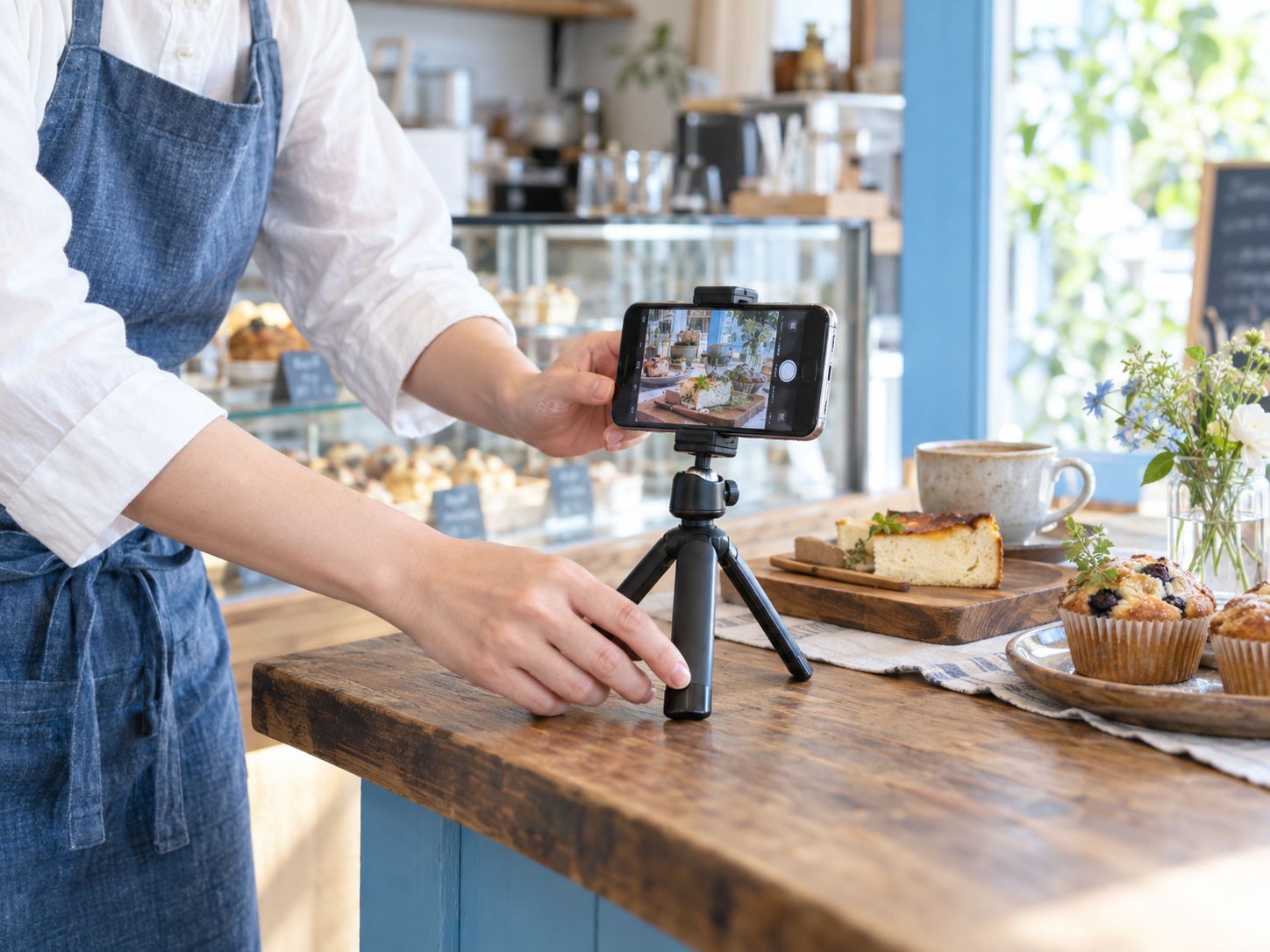 店舗でスマートフォン撮影を始めるイメージ